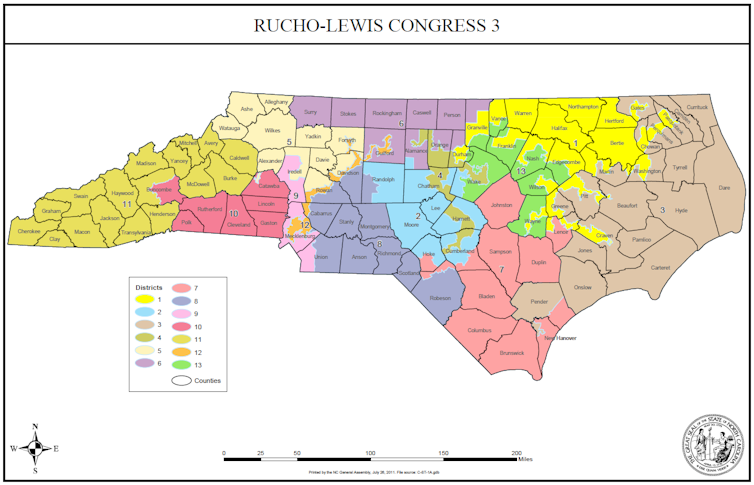 Mapa electoral de Carolina del Norte (elecciones 2012 y 2014) North Carolina General Assembly