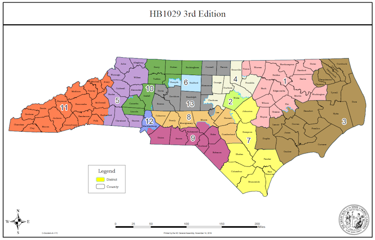 Mapa electoral de Carolina del Norte (eleccion de 2020) North Carolina General Assembly