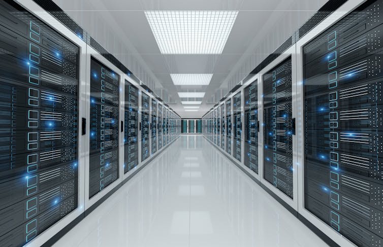 A long corridor of servers