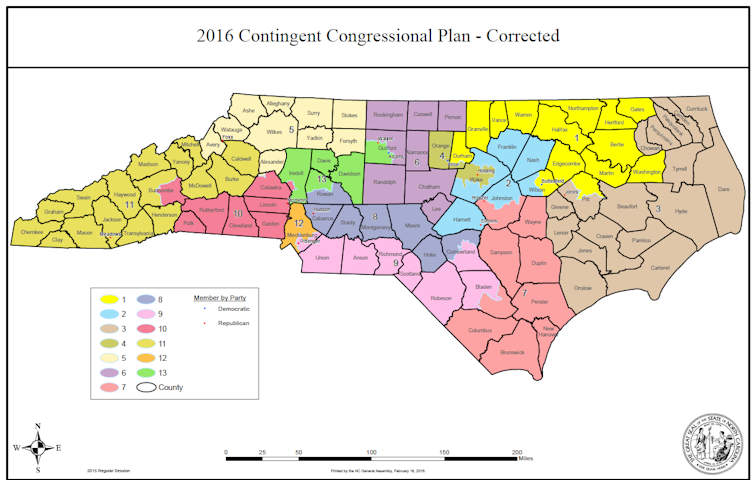 Mapa electoral de Carolina del Norte (elecciones 2016 y 2018) North Carolina General Assembly