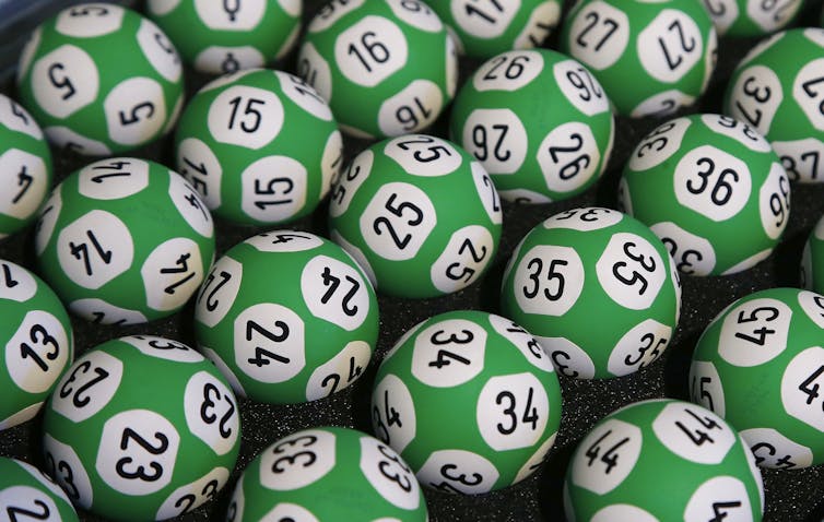 A photo of a pile of lottery balls.
