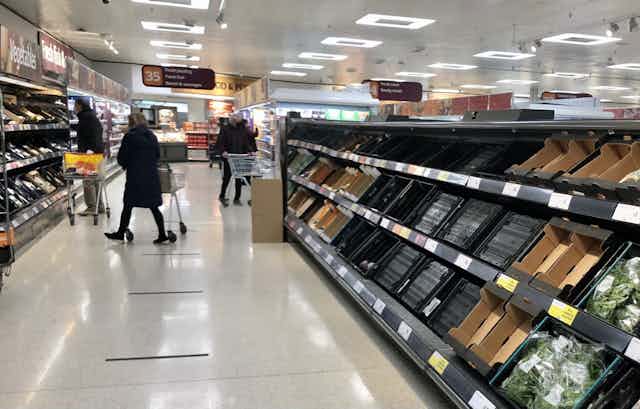 Empty shelves in Sainsburys in Belfast because UK suppliers can't clear customs. 