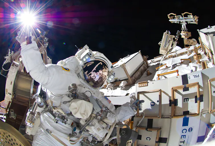 Astronaut outside the ISS.