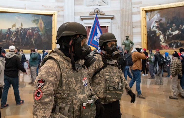 A group of rioters in the Capitol.