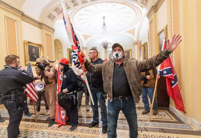 Trump supporters rioting in the US Capitol building