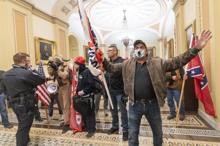 Trump supporters rioting in the US Capitol building