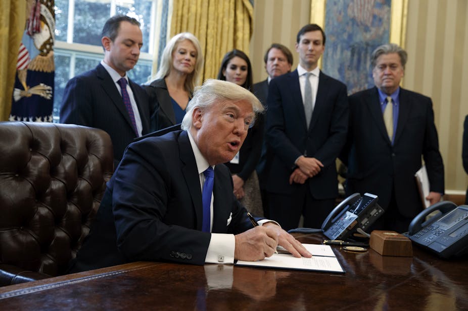 Trump signs an executive order to clear the way for the Keystone XL pipeline..