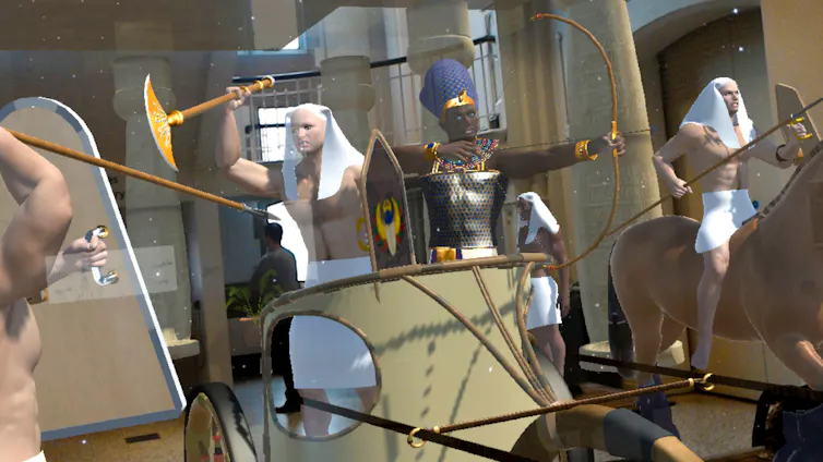 Computer figures of Egyptian soldiers in a musuem