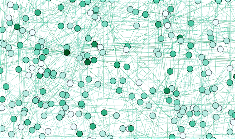 An illustration showing the connections between nodes or items in a network