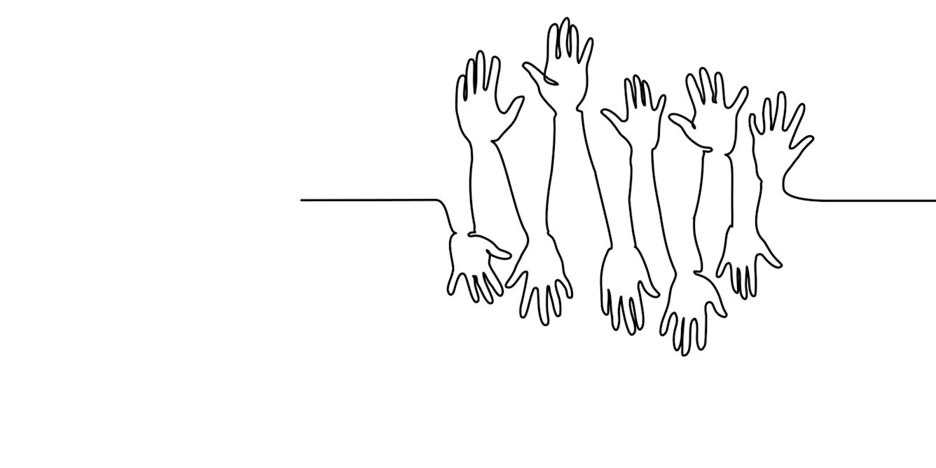 Рука нарисована непрерывной линией