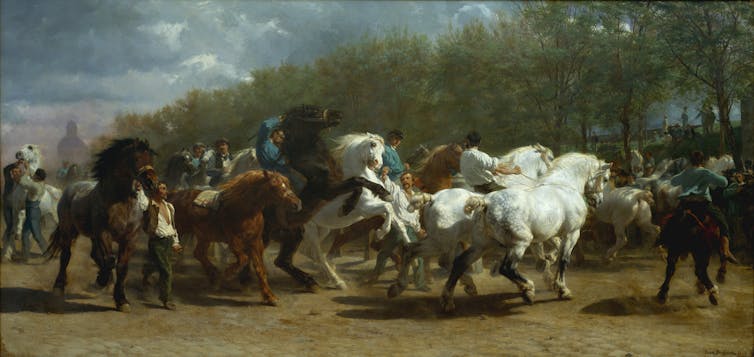 The horse market in Paris, and the dome of La Salpêtrière is visible in the background