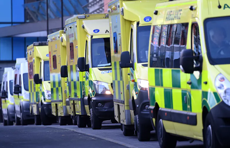 Ambulances queuing outside a London hospital