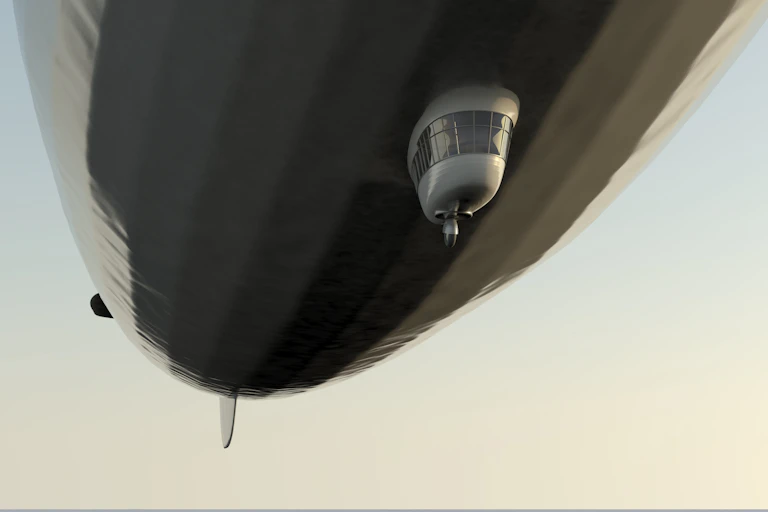 A large airship photographed from below.