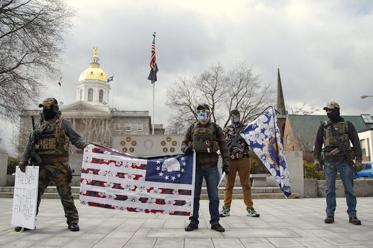 Armed protesters at the New Hampshire Statehouse Jan. 17, 2021