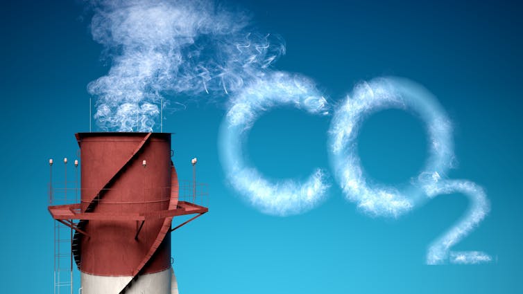Smoke stack with CO2 written in smoke