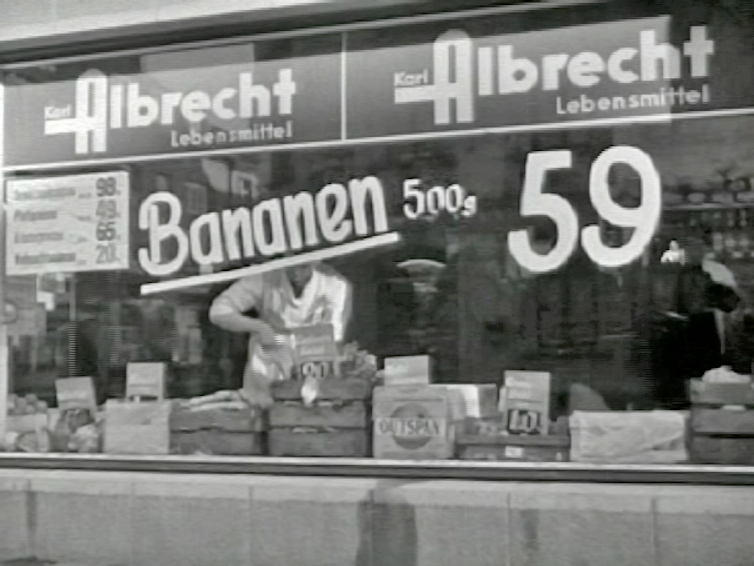 A Karl Albrecht store in Essen, 1958. Karl was the name of Anna Albrecht's husband.