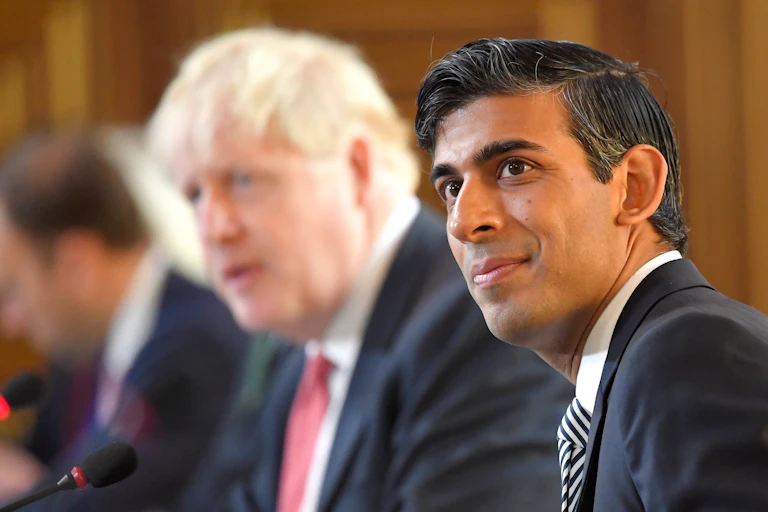 Rishi Sunak and Boris Johnson at the cabinet meeting