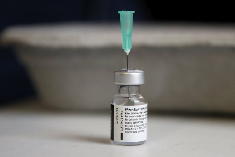 Vial of the Pfizer vaccine