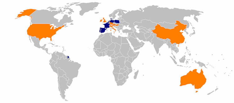 Map of Aldi stores worldwide.