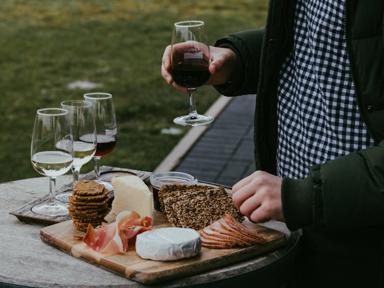 A tasting platter and wine flight.