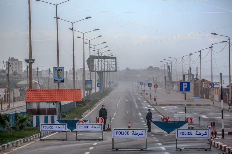 A police checkpoint in Gaza City.