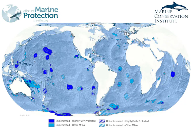 Map of global marine protected area coverage
