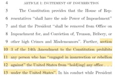 Snap shot of the text of the articles of impeachment