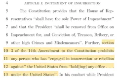 Snap shot of the text of the articles of impeachment
