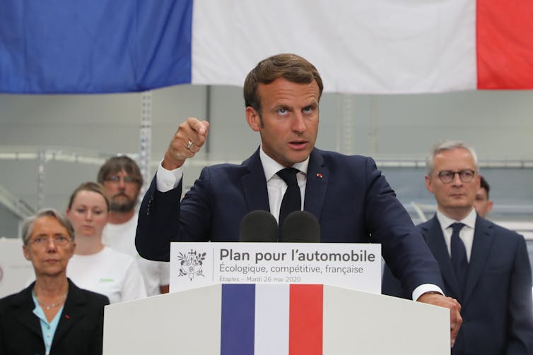 Emmanuel Macron unveils his vision for French cars in May 2020.