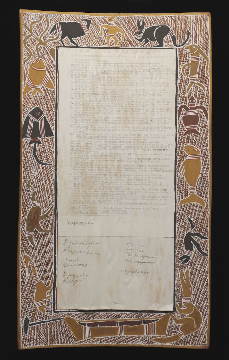 Indigenous art frames a written petition from 1963
