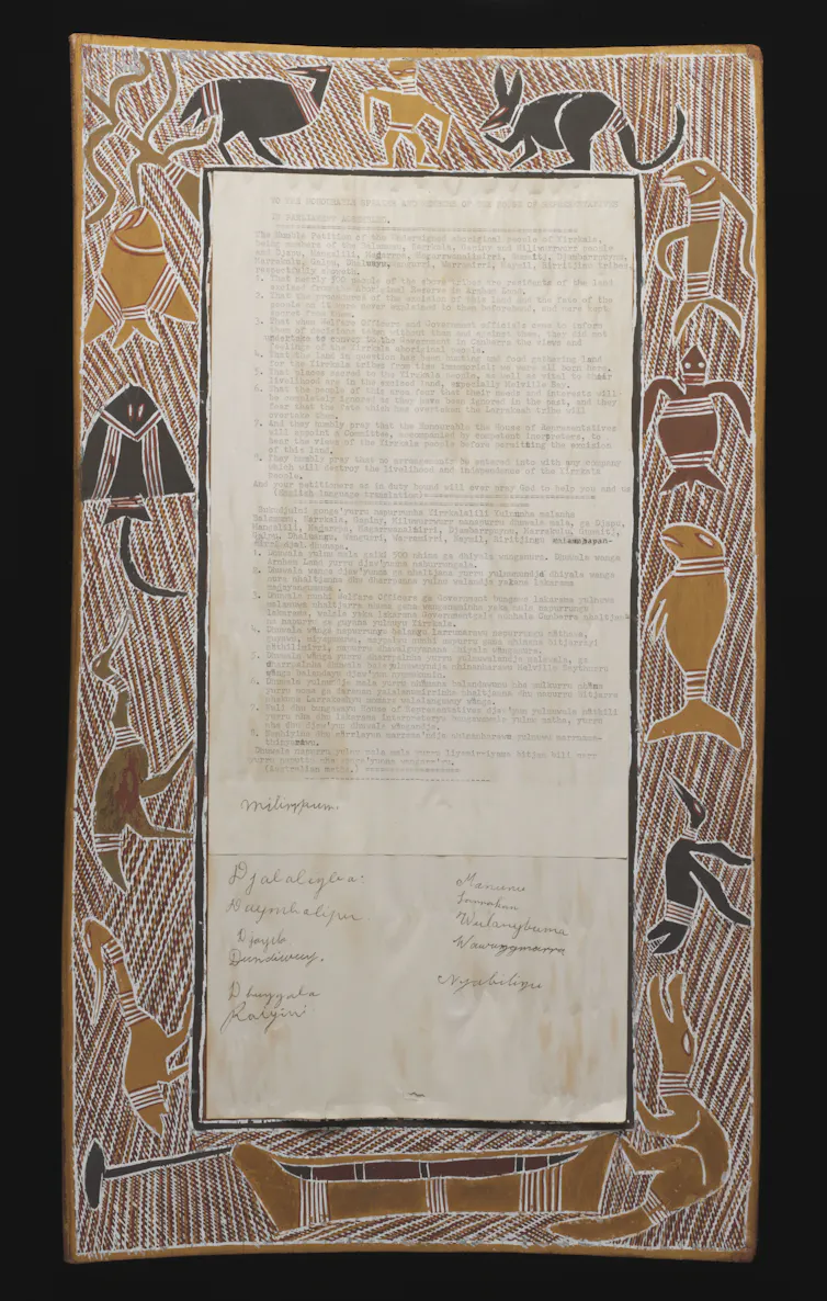Indigenous art frames a written petition from 1963