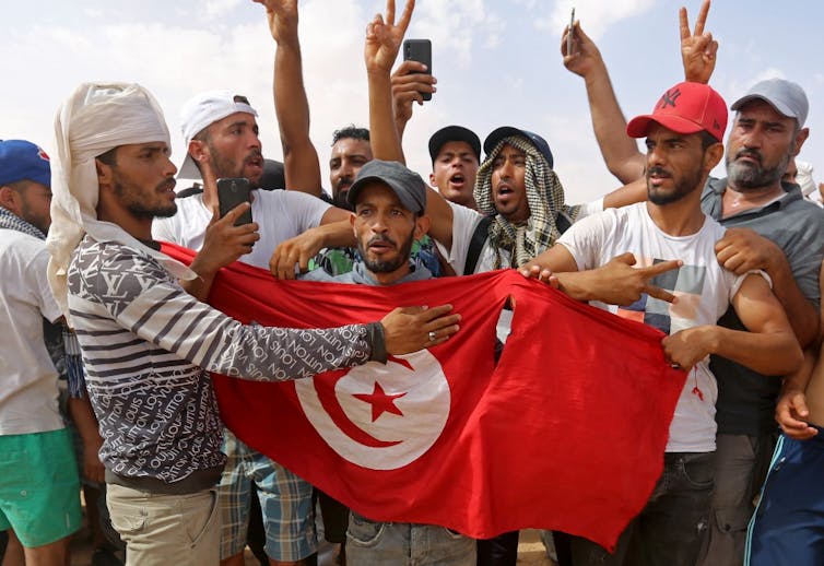 Des manifestants tunisiens.
