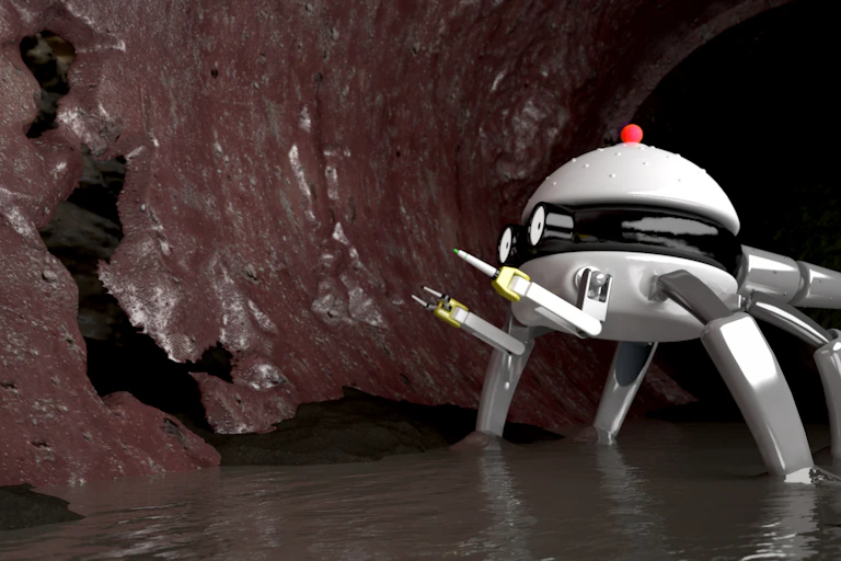 A robot inside a pipe.