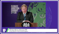 Perdana Menteri Inggris, Boris Johnson, menyampaikan pidato pembuka dalam pertemuan virtual _Climate Ambition Summit_ 2020