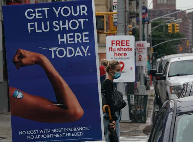 posters advertise flu shots