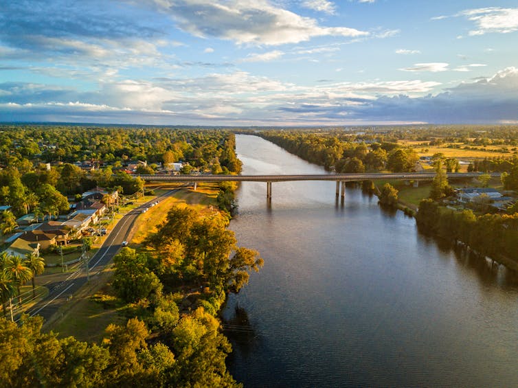 View of the M4 bridge crossing the Nepean River at Penrith