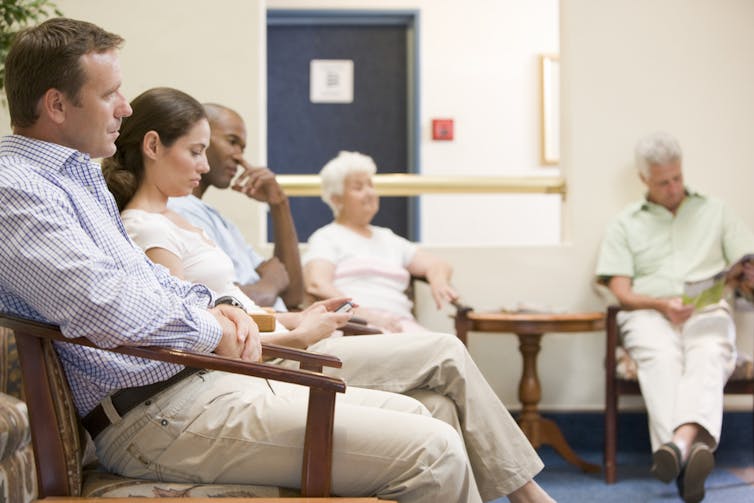 People waiting in a doctor's office