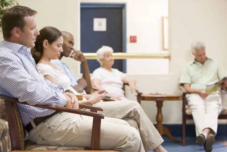 People waiting in a doctor's office