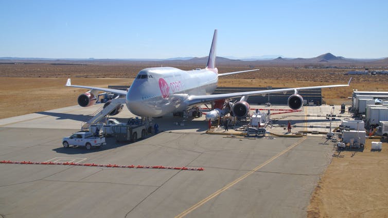 Virgin Orbit's plane on a runway.