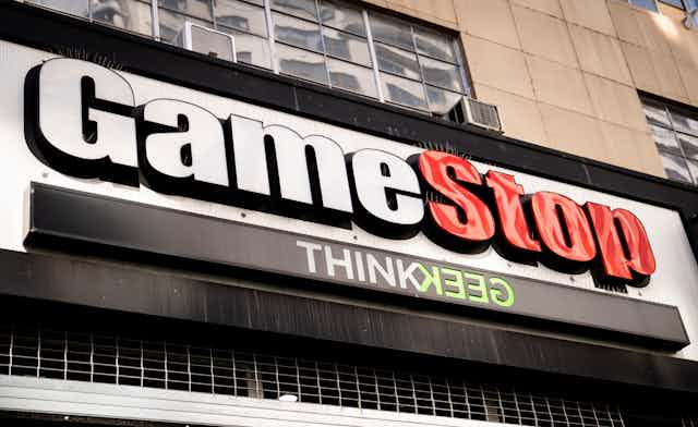 The front of a GameStop store on 14th Street in Manhattan