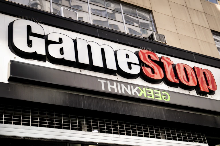 The front of a GameStop store on 14th Street in Manhattan