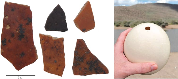 Ancient eggshells and a hoard of crystals reveal early human innovation and ritual in the Kalahari