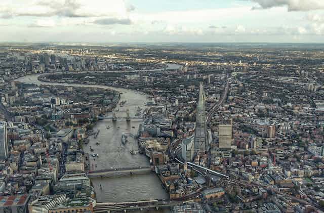 Aerial view of London and the Thames