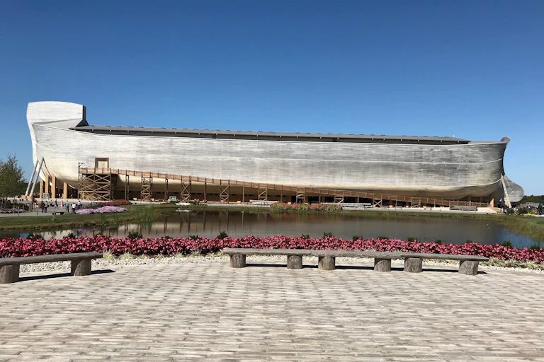 A 'life-size' wooden replica of Noah's Ark at a theme park in the US