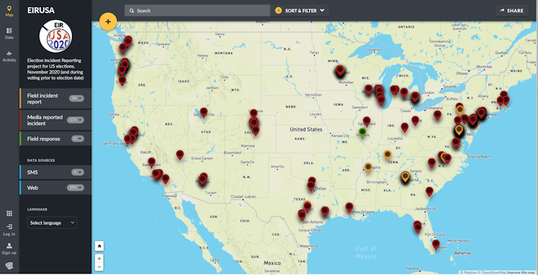 US map with pins dropped nationwide