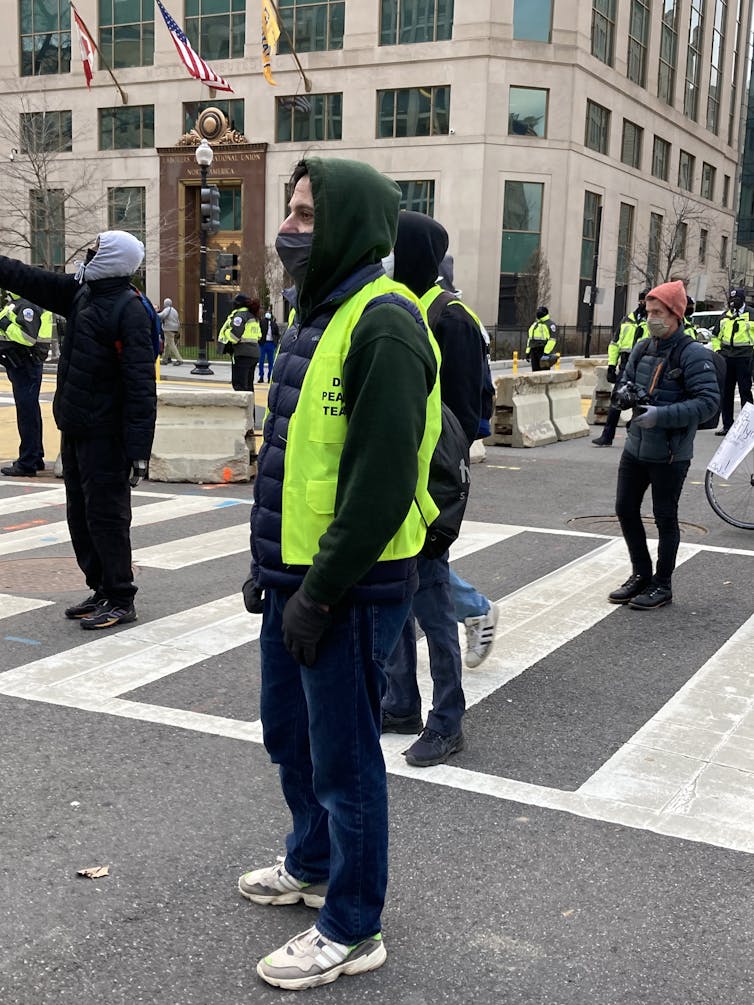 Man in reflective yellow vest