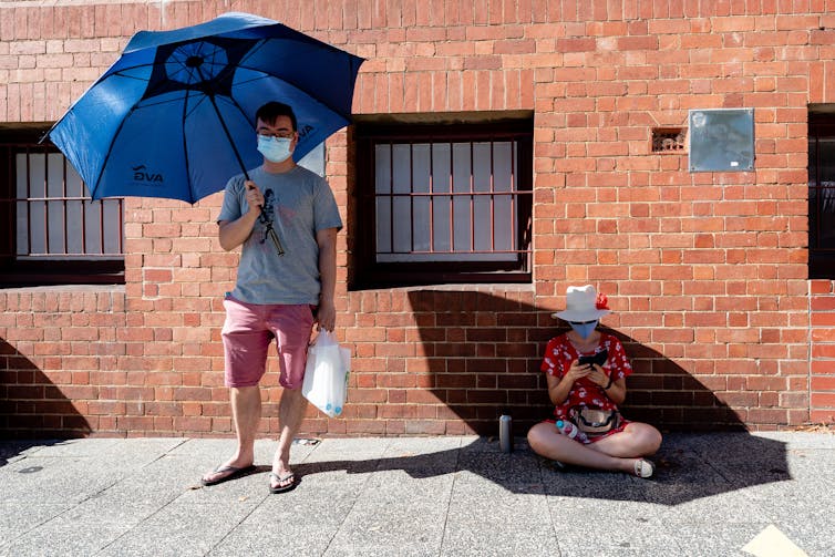 Waiting to take a COVID-19 test at the Royal Perth Hospital Sunday, afternoon, January 31 2021.