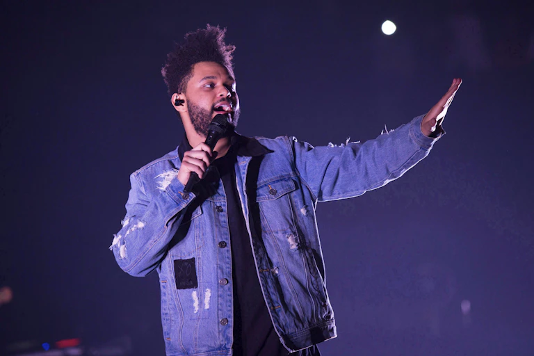 An image of The Weeknd performing