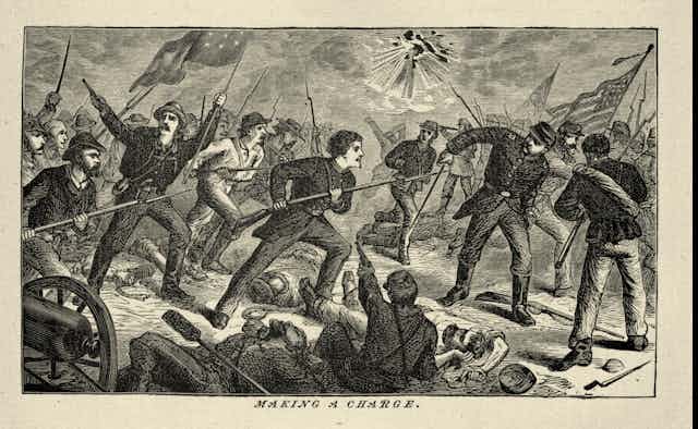 Engraving of a 19th century American civil war war scene 