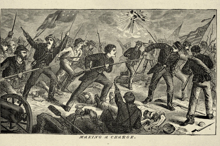 Engraving of a 19th century American civil war war scene
